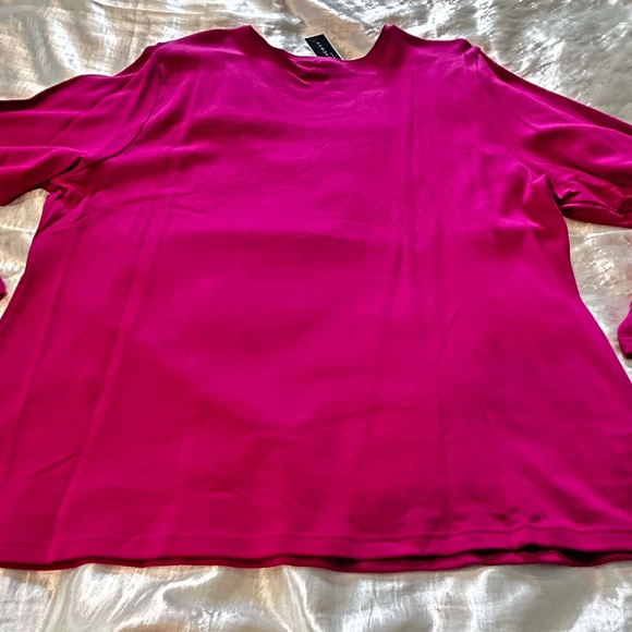 TOP, 100% COTTON, DARK PINK, SIZE 3X, ROUND NECK, LONG SLEEVES, KAREN SCOTT - Picture 7 of 7